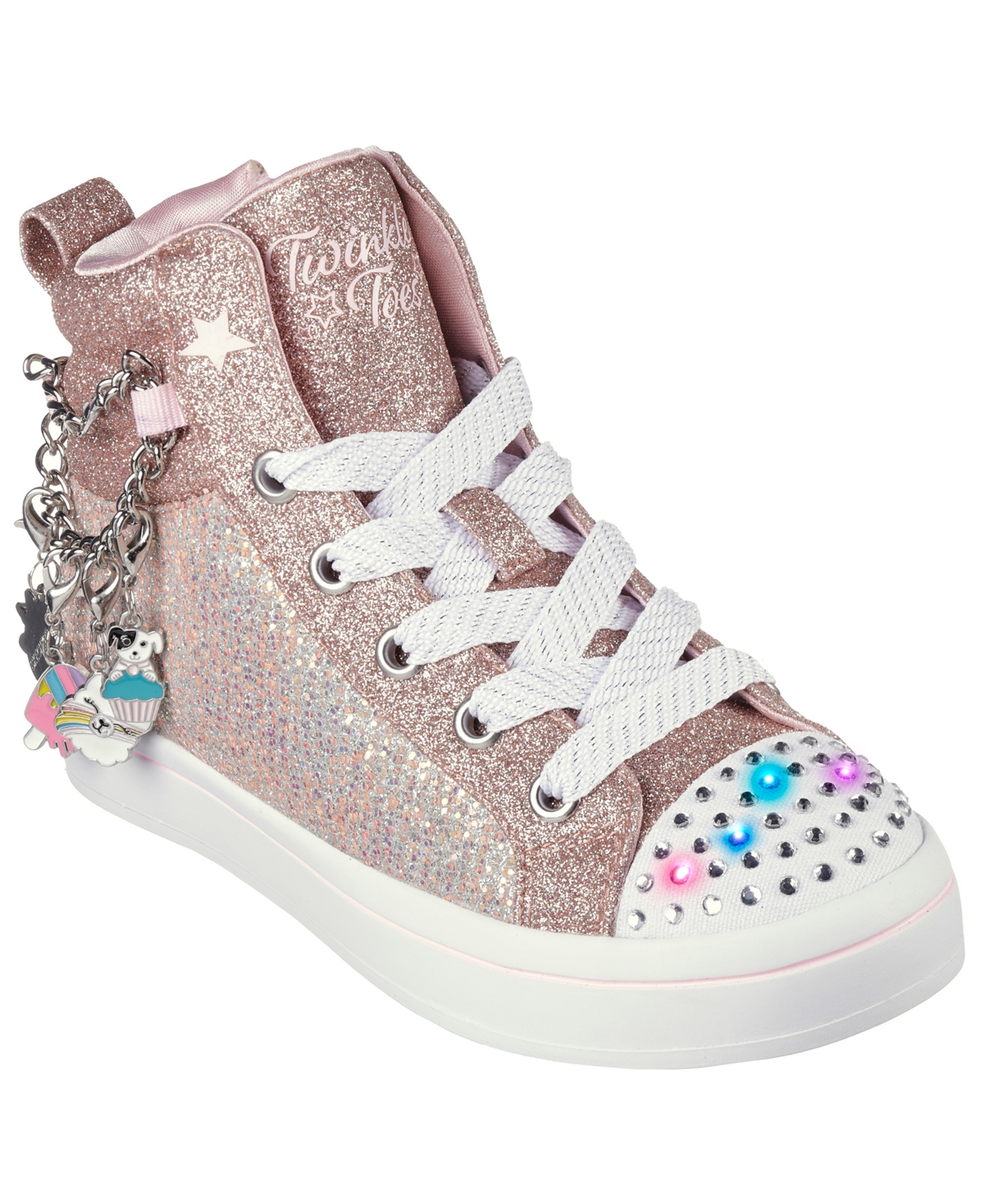 Skechers Little Girls Twinkle Toes - Twi-lites 2.0 - Twinkle Charms Light-up High-top Casual Sneakers From Fi In Rose Gold