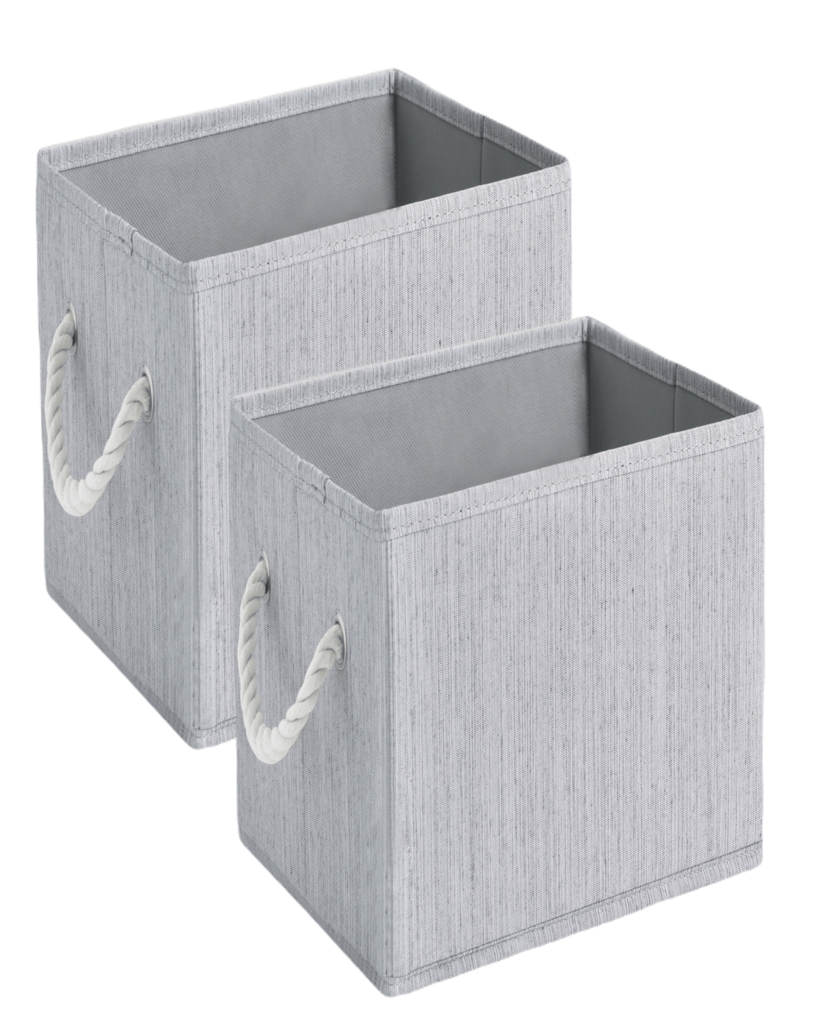 Wethinkstorage 11 Litre Collapsible Fabric Storage Bins With Cotton Rope Handles, Set Of 2 In Gray