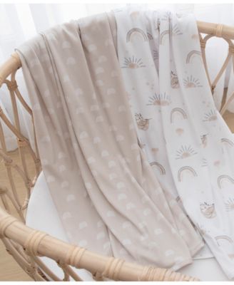 Baby Boys or Baby Girls Cotton Jersey Swaddle Blankets, Pack of 2