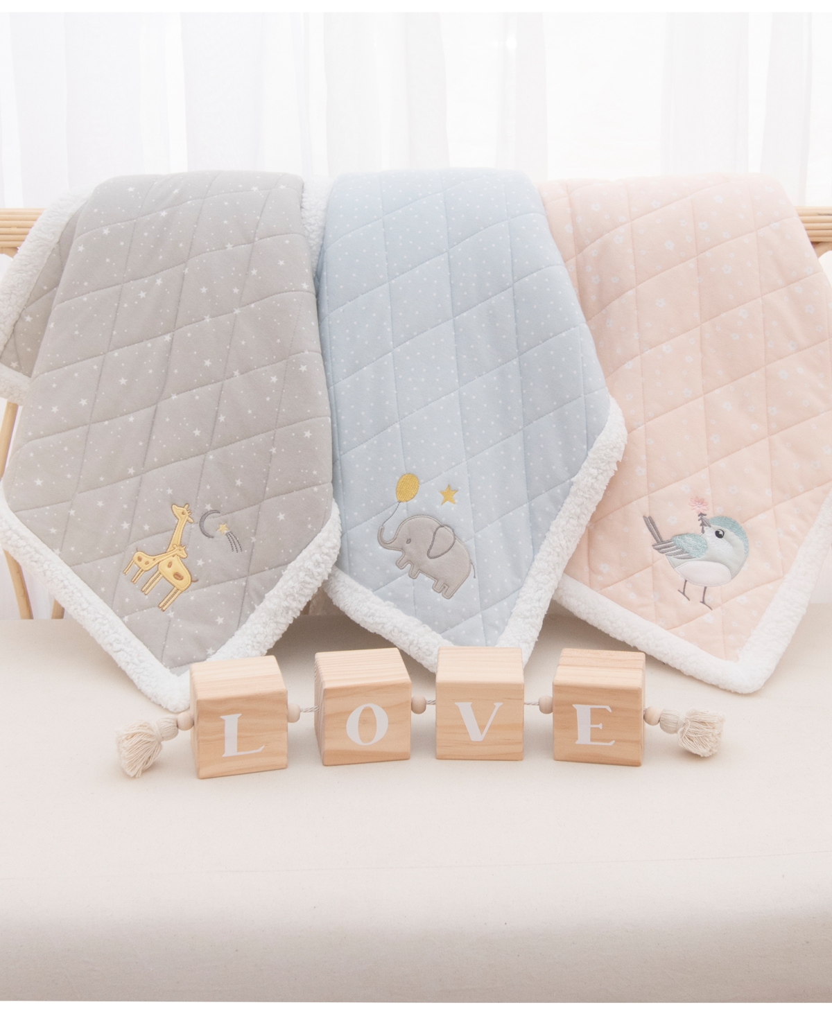 Living Textiles Baby Boys Elephant Jersey Sherpa Blanket
