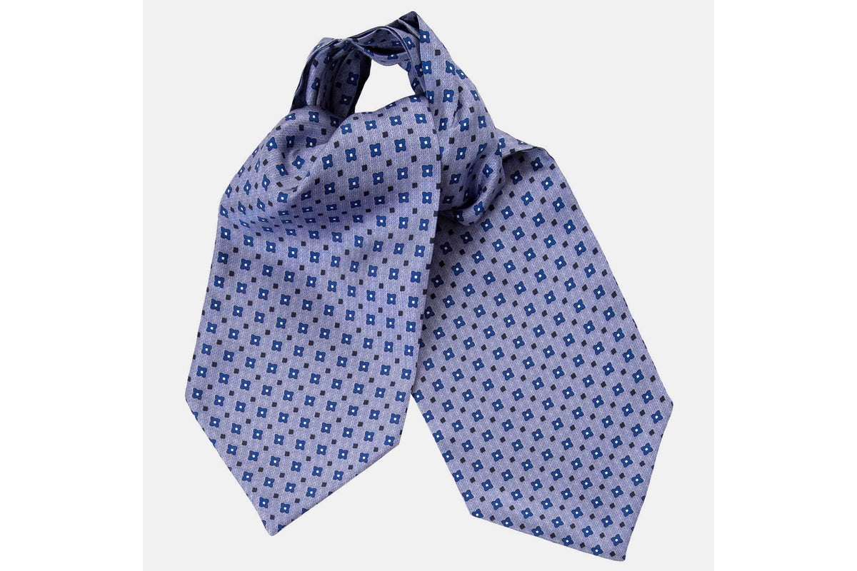 Men's Montalcino - Silk Ascot Cravat Tie for Men - Blue