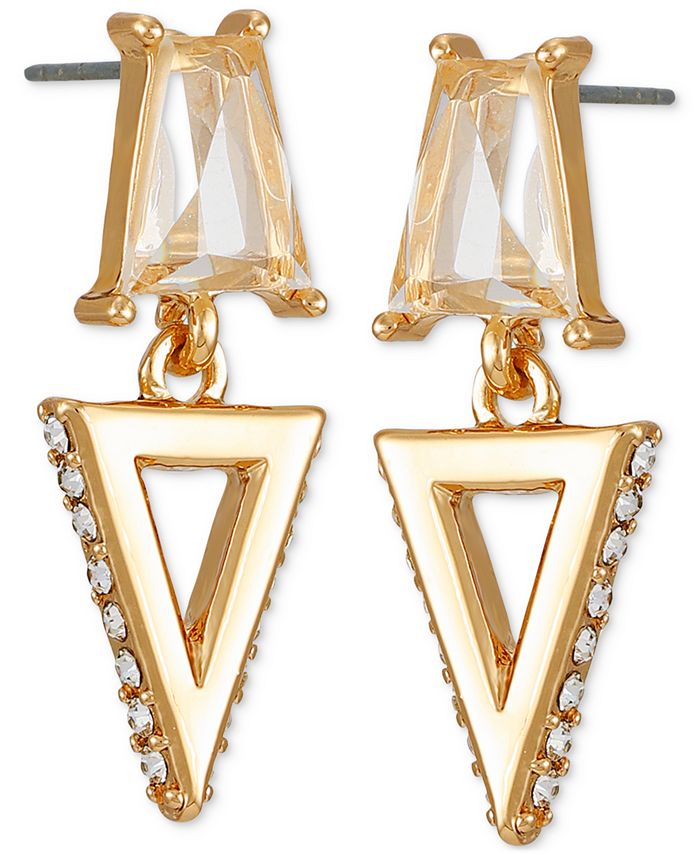 GUESS Crystal & V Logo Double Drop Earrings - Macy's