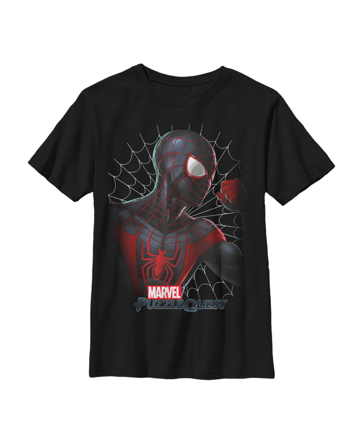 Marvel Boy's  Puzzle Quest Spider-man Web Child T-shirt In Black