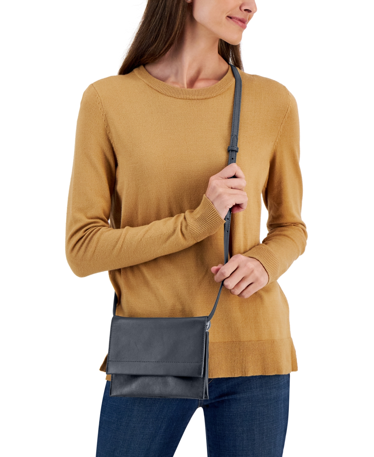 Giani Bernini Nappa Flap Crossbody, Created For Macy's In Navy