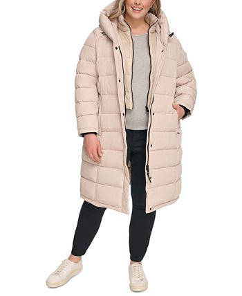 DKNY Women's Plus Size Bibbed Hooded Puffer Coat - Macy's