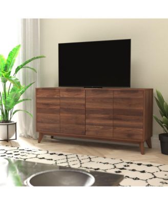 Beverly Mid-Century Modern Wooden Buffet with Soft-Close Doors, Shelving and Sleek Tapered Legs with Floor Glides