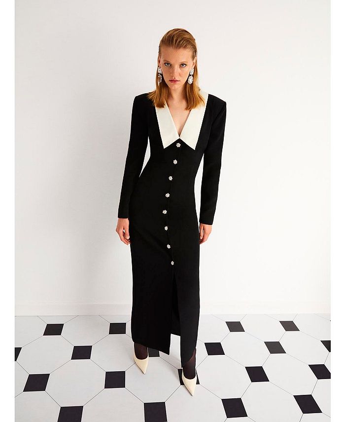 NOCTURNE Women's Shoulder Pad Long Dress Macy's