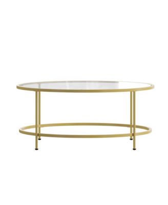 Newbury Glass Coffee Table With Round Matte Frame And Vertical Legs