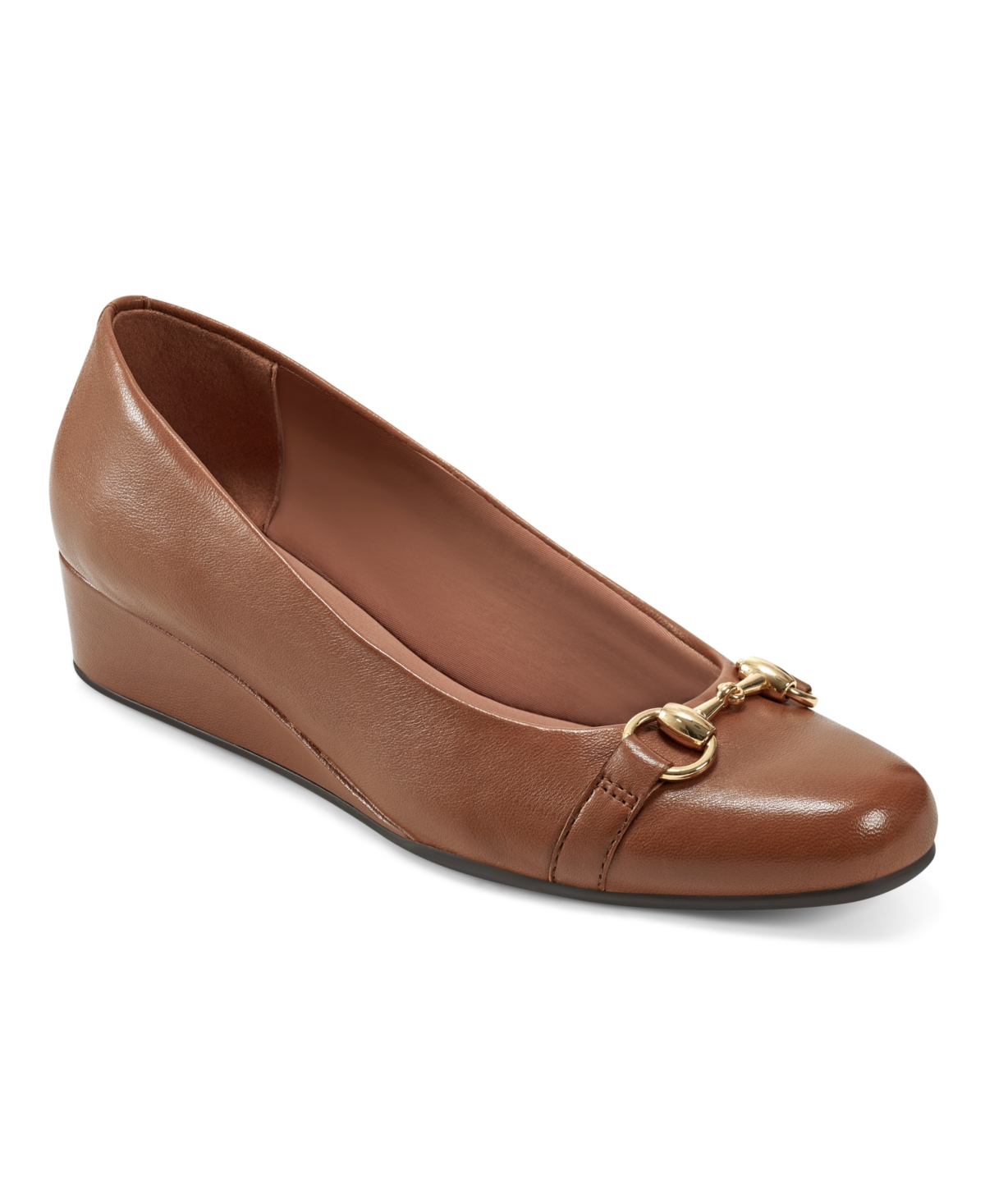 Women's Guliana Slip-On Closed Toe Dress Wedge Pumps - Medium Brown Leather