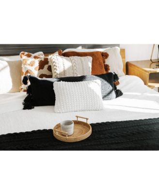 Braided Pom Pom Decorative Pillow, 14" x 36"