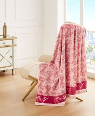 pink and read geo hears juicy couture throw blanket