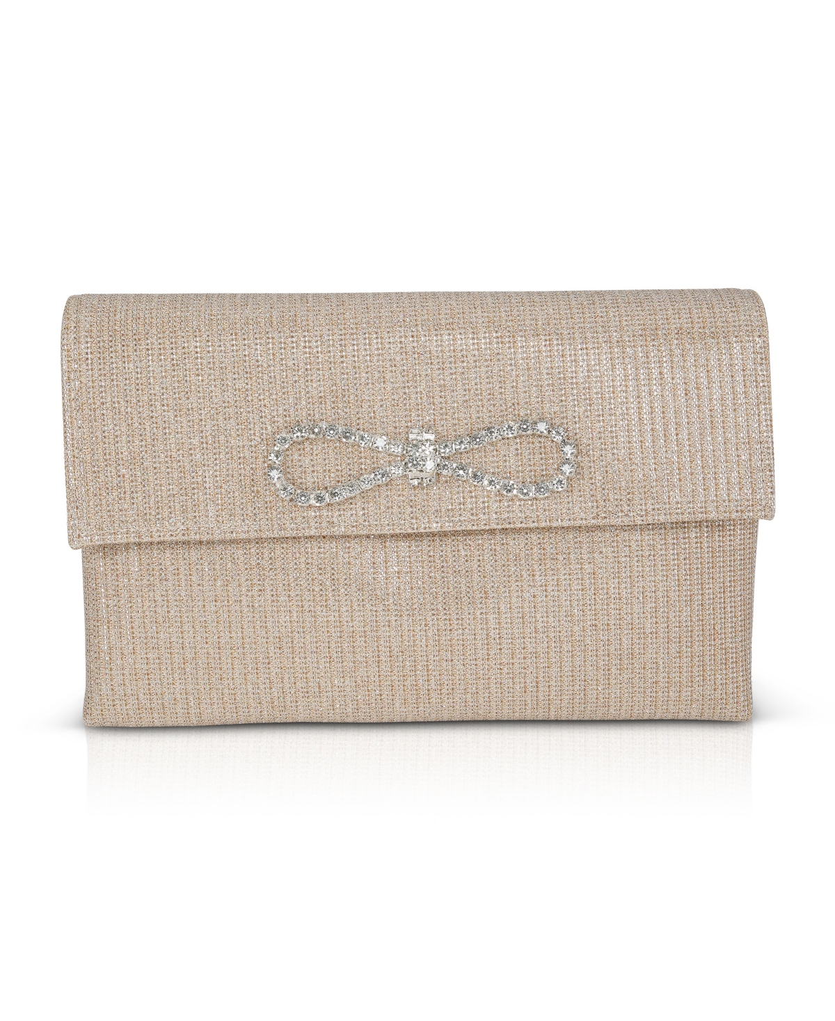 Woman's Dakota Sparkle Jacquard Envelope Clutch with Crystal Bow - Gold