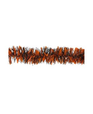 50' Orange and Black Halloween Tinsel Garland, Unlit