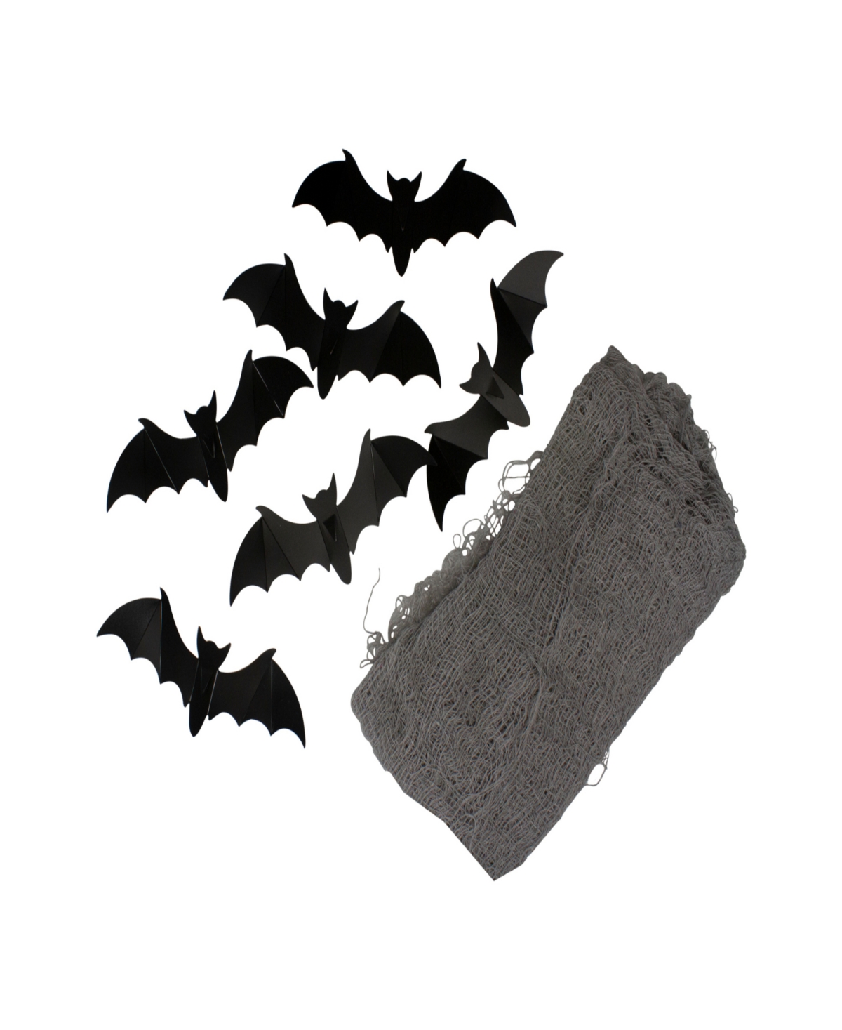 Northlight 9.75' Gauze And Bats Halloween Decoration Kit, 7-piece In Gray