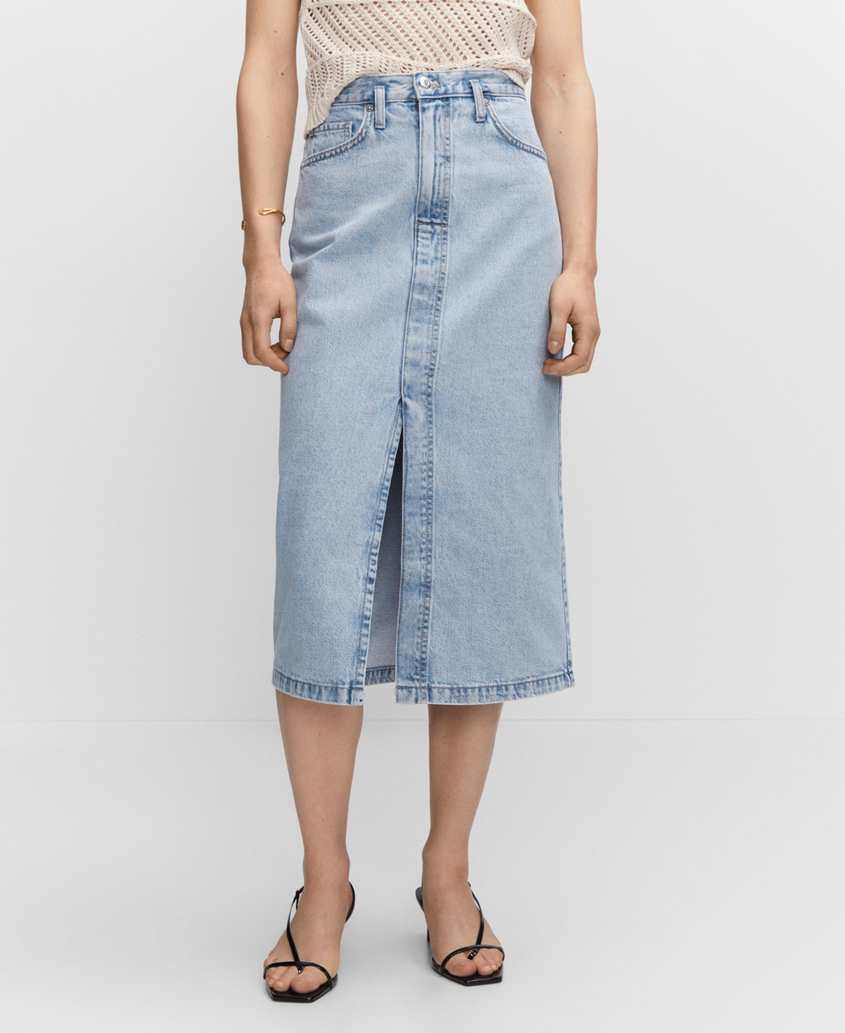 Mango Women's Denim Midi-Skirt