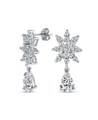 Jewelry Set Art Deco Marquise Leaf CZ Choker Necklace and Drop Chandelier Earrings