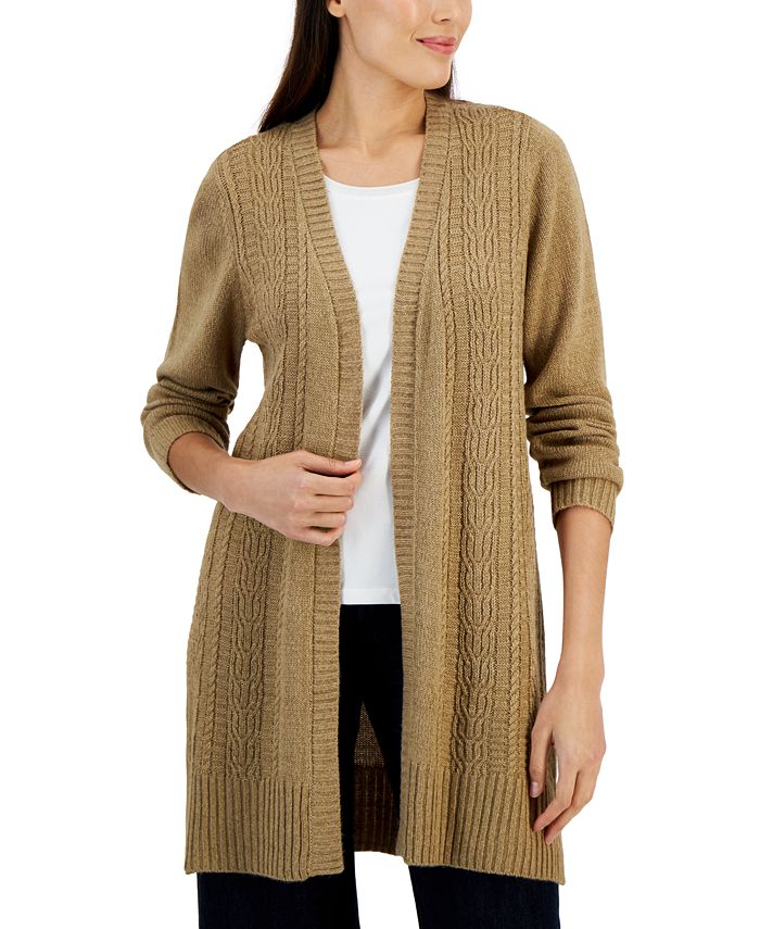 Anastasia' Striped Open Front Rib-Knit Duster Cardigan