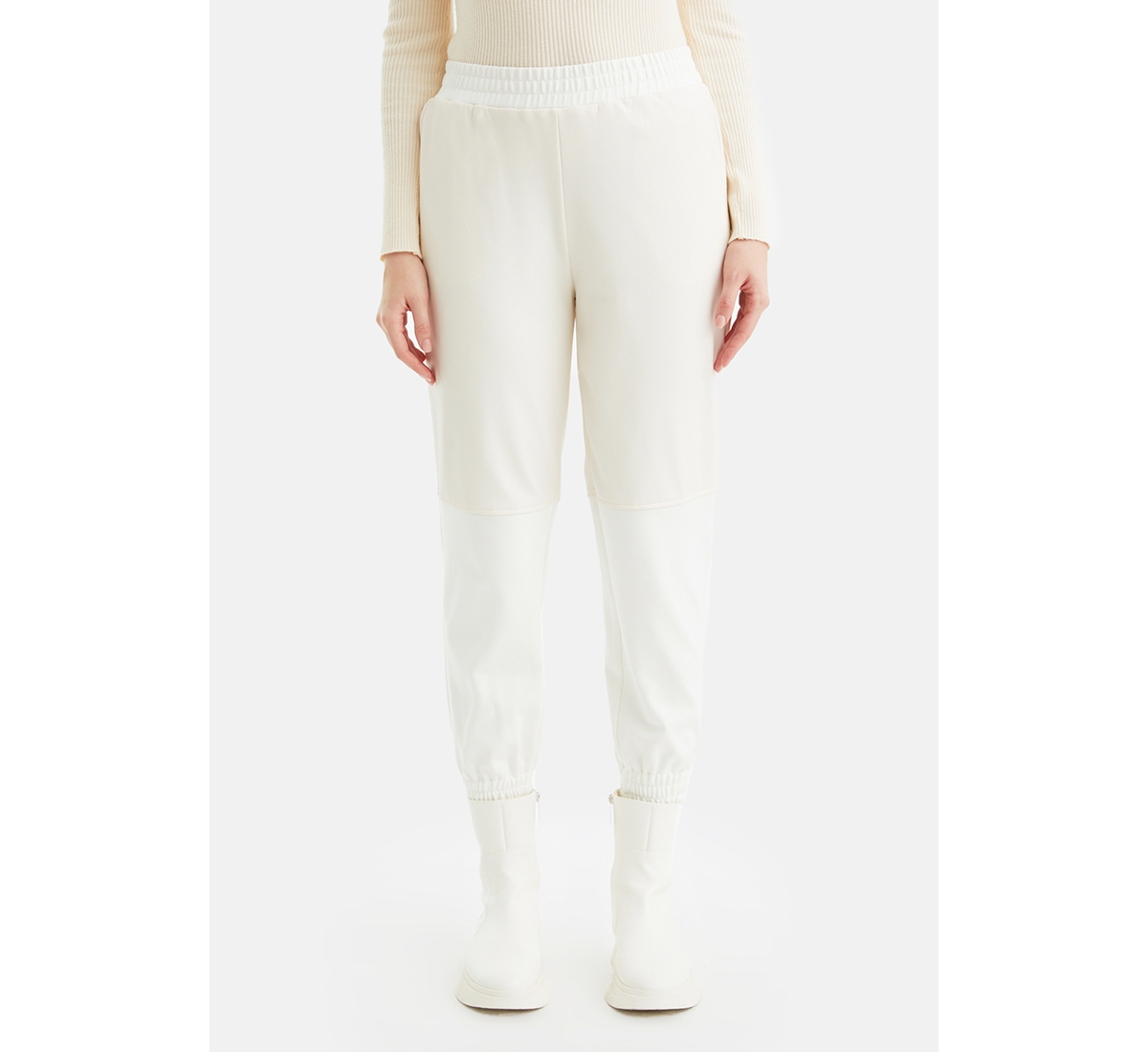 Women's High-Waisted Jogging Pants - Open white