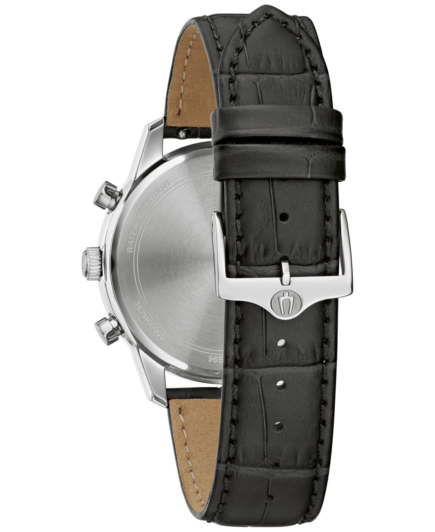 Мужские часы Bulova Chronograph Classic Sutton Black Leather Strap Watch 41mm — фото 3