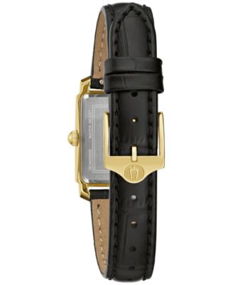 Women's Classic Sutton Diamond Accent Black Leather Strap Watch 21mm