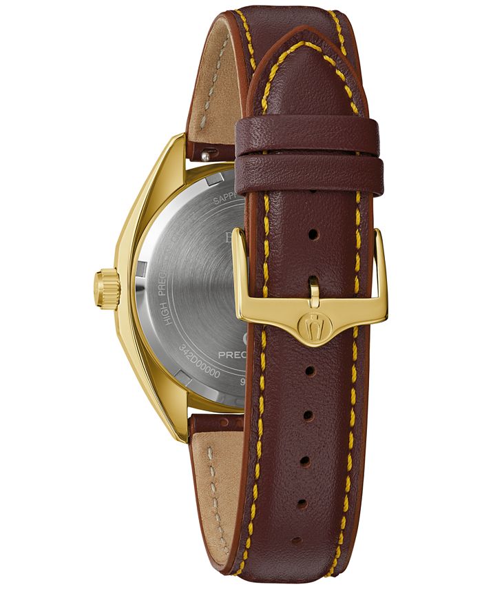 Bulova Men's Classic Jet Star Brown Leather Strap Watch 40mm - Macy's