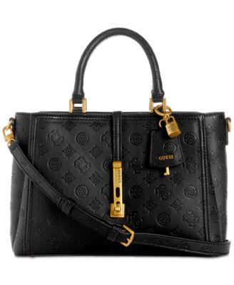 GUESS Katey Luxury Peony Black Satchel Bag