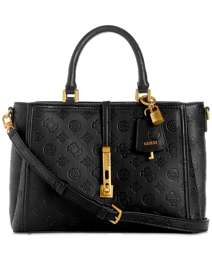 Guess James Logo Girlfriend Satchel Handbags Black Logo : One Size