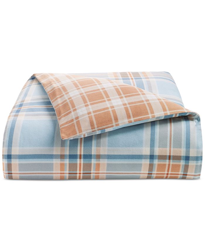 Charter Club Homespun Plaid Flannel Duvet Cover, Full/Queen, Created