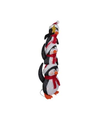 41" Lighted Stacked Penguin Family Outdoor Christmas Decoration