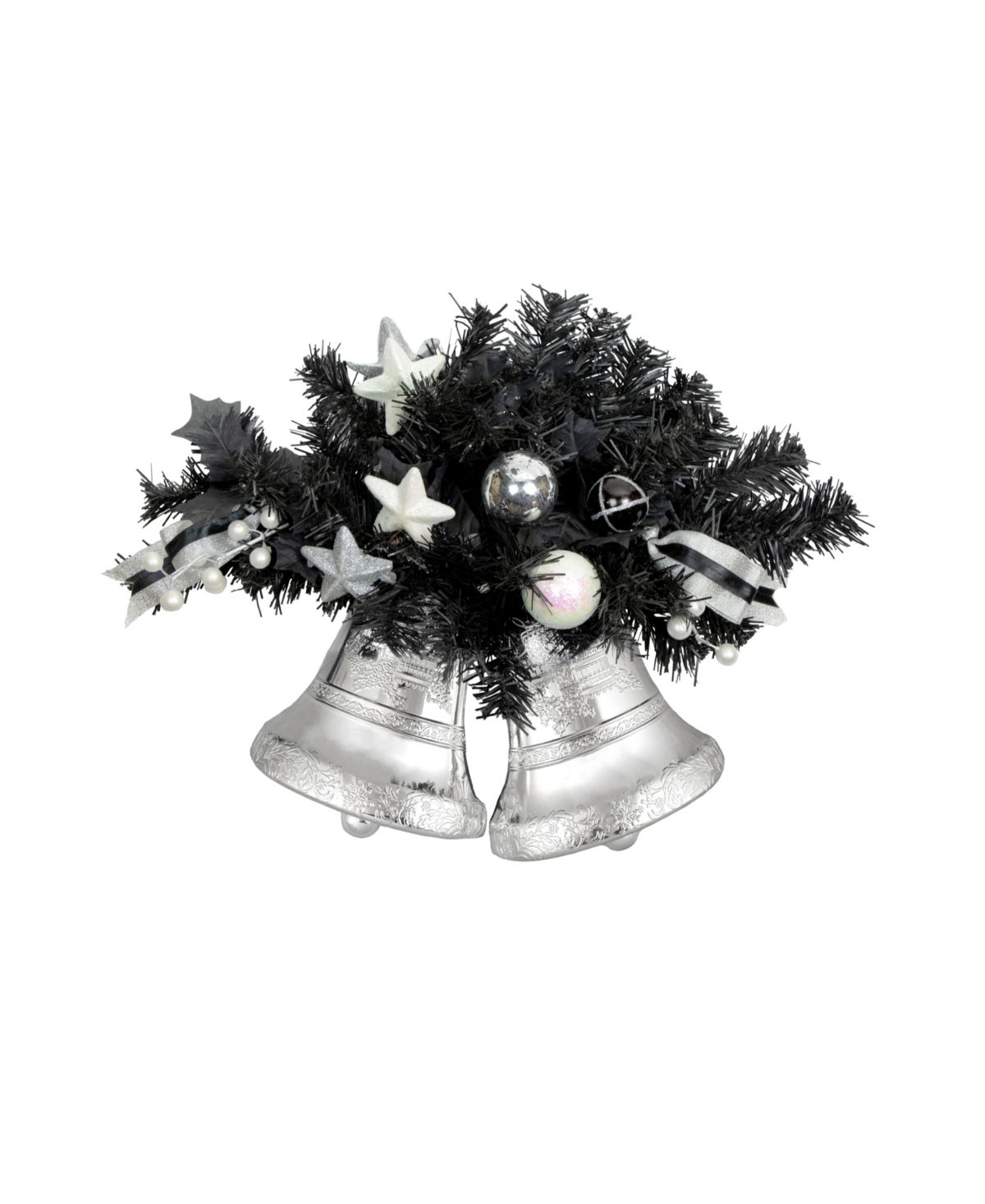 18" Decorated Pine Artificial Christmas Swag with Bells - Black