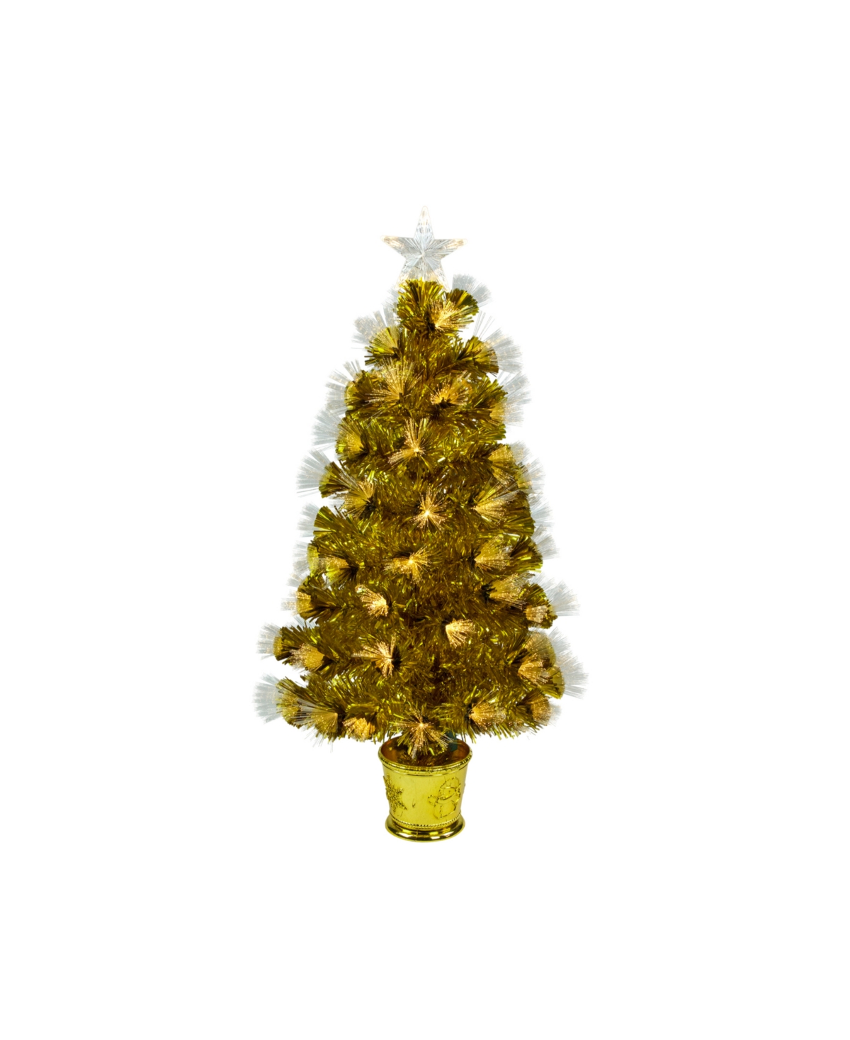 3' Pre-Lit Fiber Optic Artificial Christmas Tree with Lights - Gold