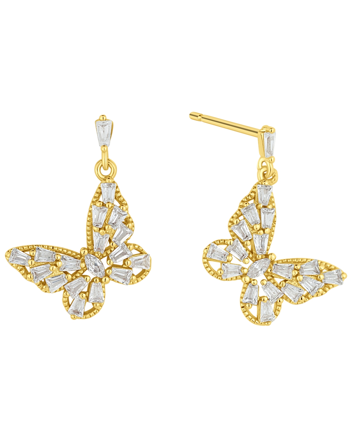 And Now This Cubic Zirconia Butterfly Drop Earring In Gold Plated