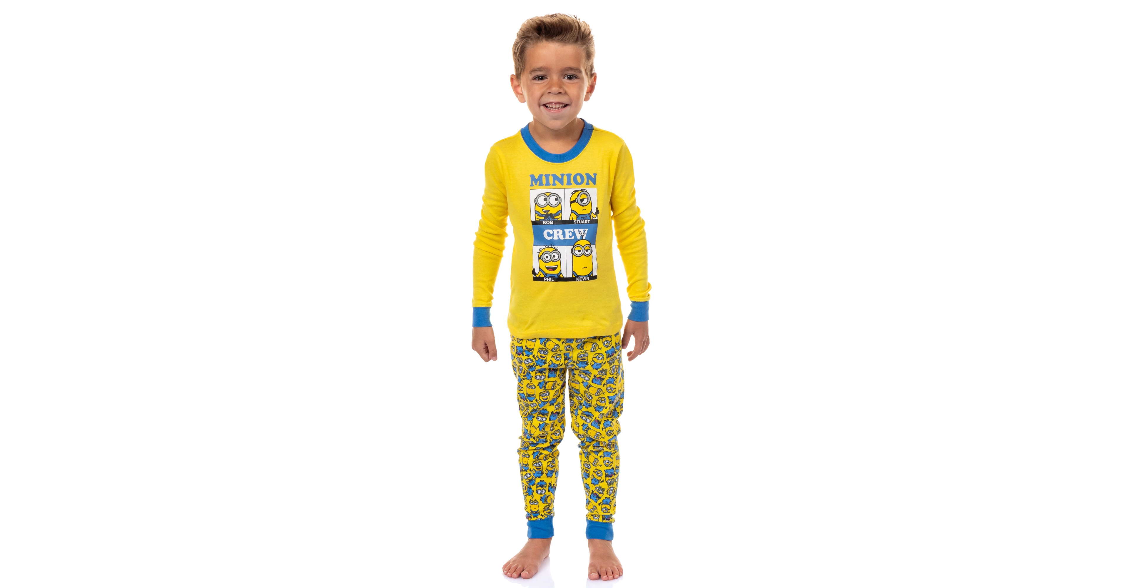 Despicable Me Toddler Boys Minions Crew Bob Stuart Phil Kevin Sleep Pajama Set
