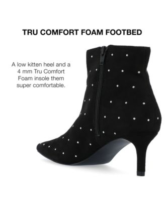 Women's Rossia Stud Embellished Pointed Toe Kitten Heel Dress Booties