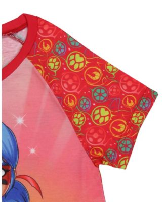 Girls Miraculous: Tales of Ladybug & Cat Noir Nightgown Short-Sleeve Raglan Pajama
