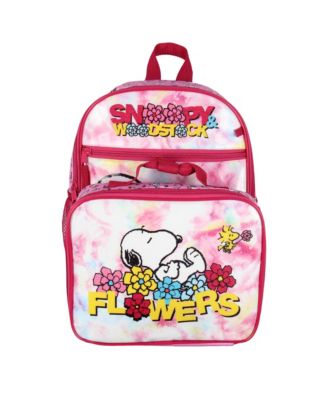 Snoopy Woodstock Flower Character 3 PC 12" Mini Backpack Lunchbox Pencil Pouch
