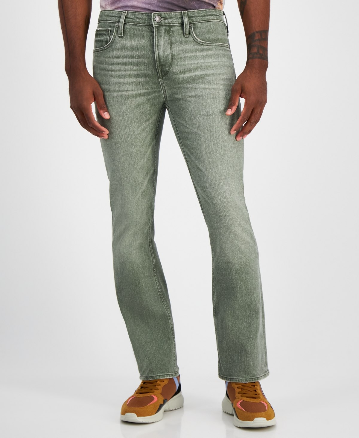Guess Men's Slim-fit Bootcut Jeans In Green Depths Multi