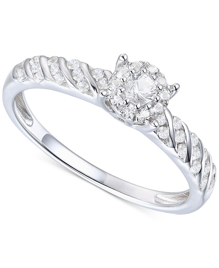 Promised Love Diamond Halo Cluster Ring (1/3 ct. t.w.) in Sterling ...
