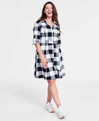 On 34th - Women's Cotton Flannel Plaid Shirtdress