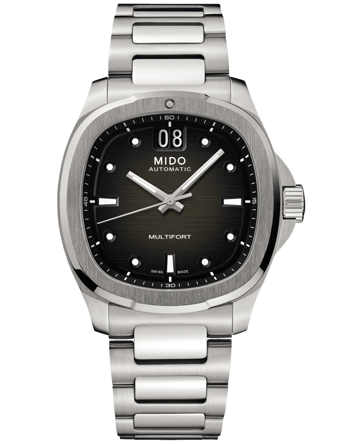Mido Men's Swiss Automatic Multifort Stainless Steel Bracelet Watch 41mm In Grey