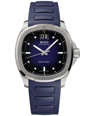 Mido Men s Swiss Automatic Multifort Blue Rubber Strap Watch 41mm Macy s