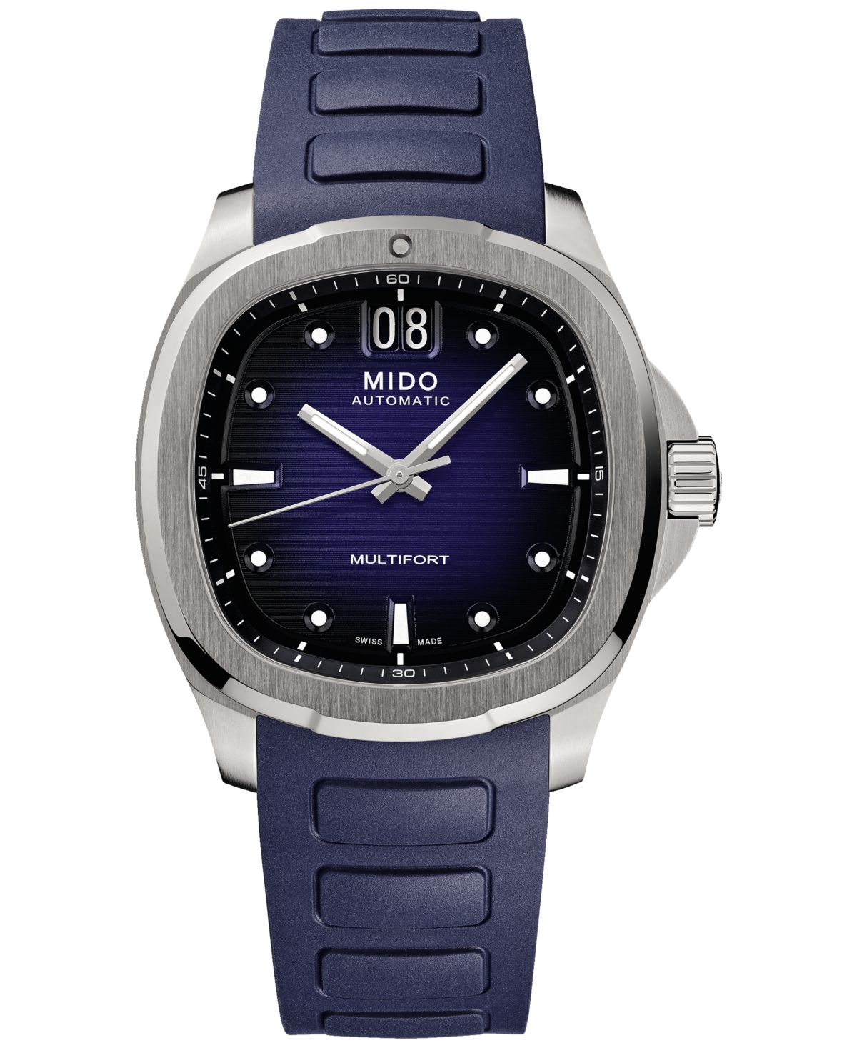 Mido Men's Swiss Automatic Multifort Blue Rubber Strap Watch 41mm