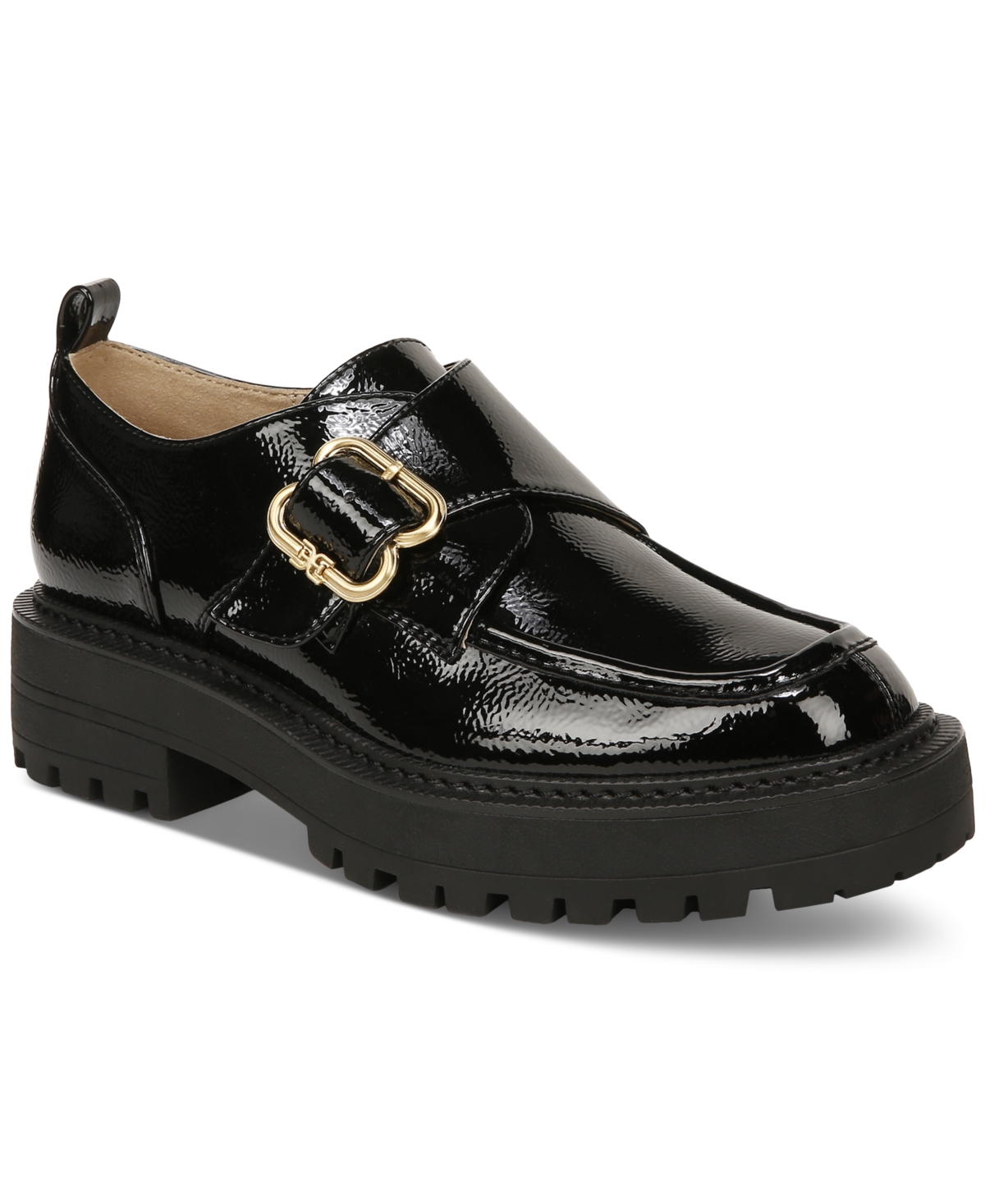 Shop Sam Edelman Women's Lora Platform Lug Sole Monk Strap Loafers In Black