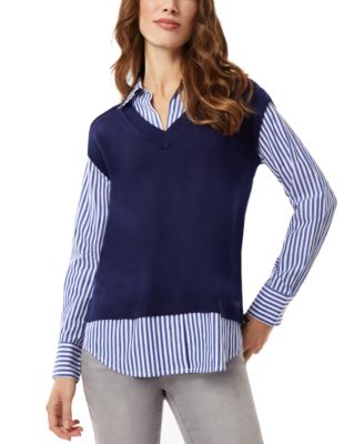 Jones New York - Women's Sweater Vest Layered-Look Shirt