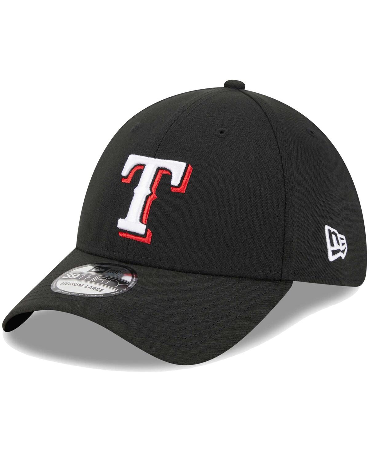 New Era Men's  Black Texas Rangers Logo 39thirty Flex Hat In Black