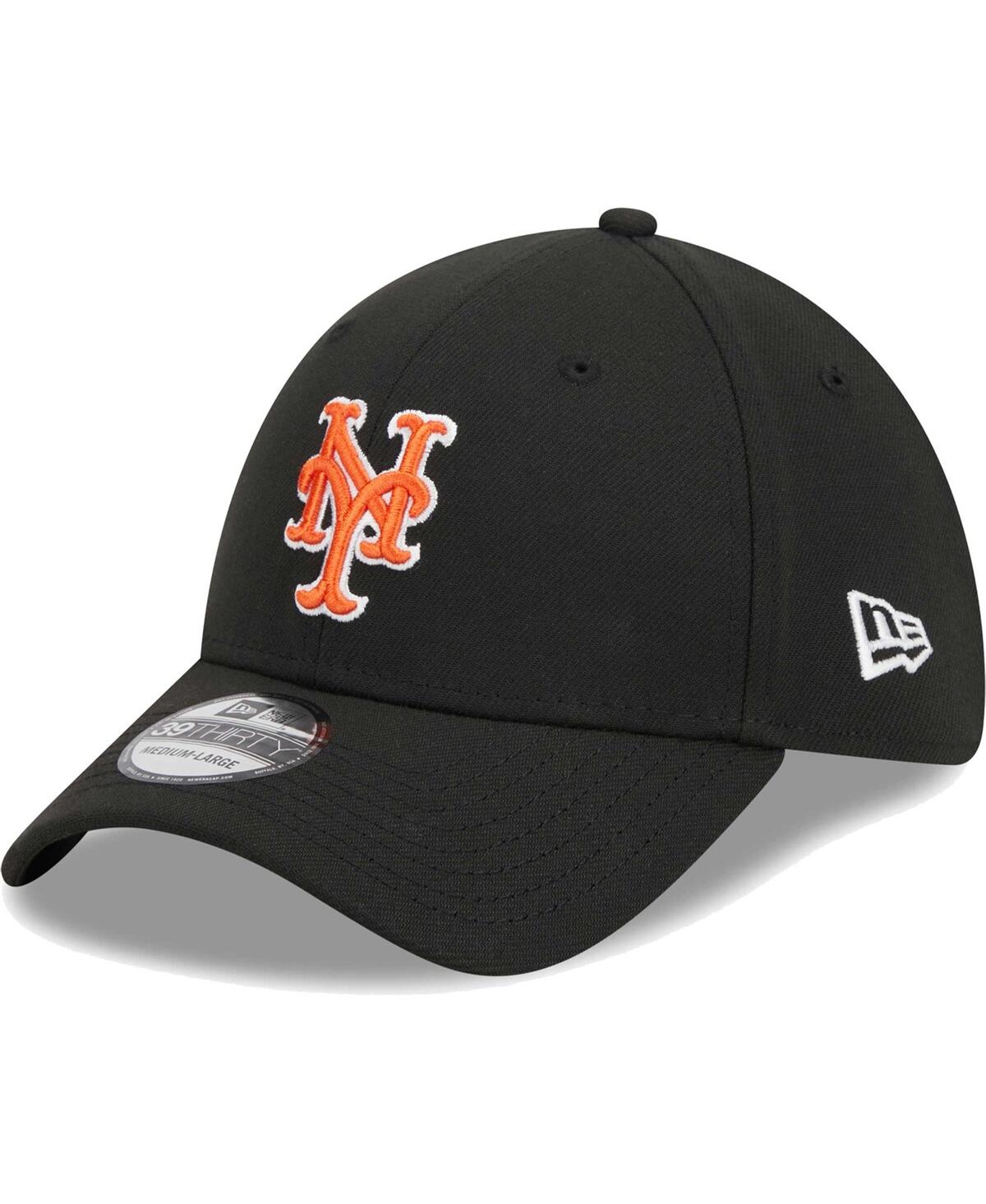 New Era Men's  Black New York Mets Logo 39thirty Flex Hat In Black
