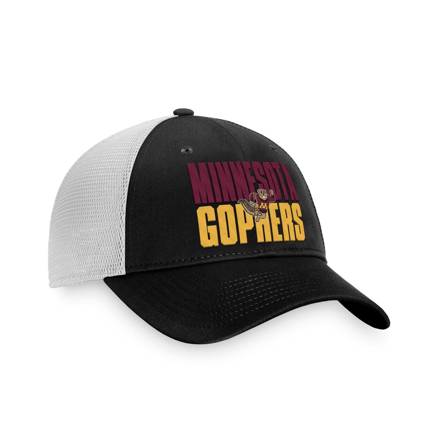 Мужская кепка Top of the World Black, White Minnesota Golden Gophers Stockpile Trucker Snapback Hat — фото 4