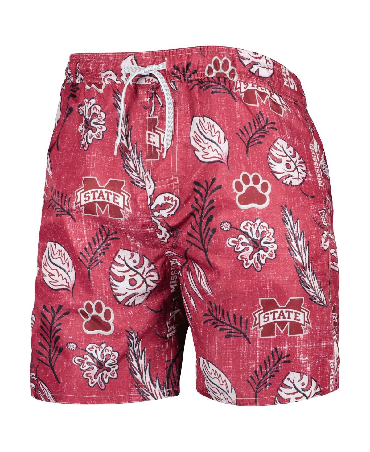 Shop Wes & Willy Men's  Maroon Mississippi State Bulldogs Vintage-like Floral Swim Trunks