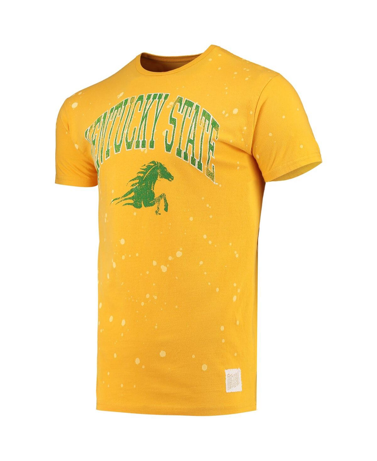 Shop Retro Brand Men's Original  Gold Kentucky State Thorobreds Bleach Splatter T-shirt