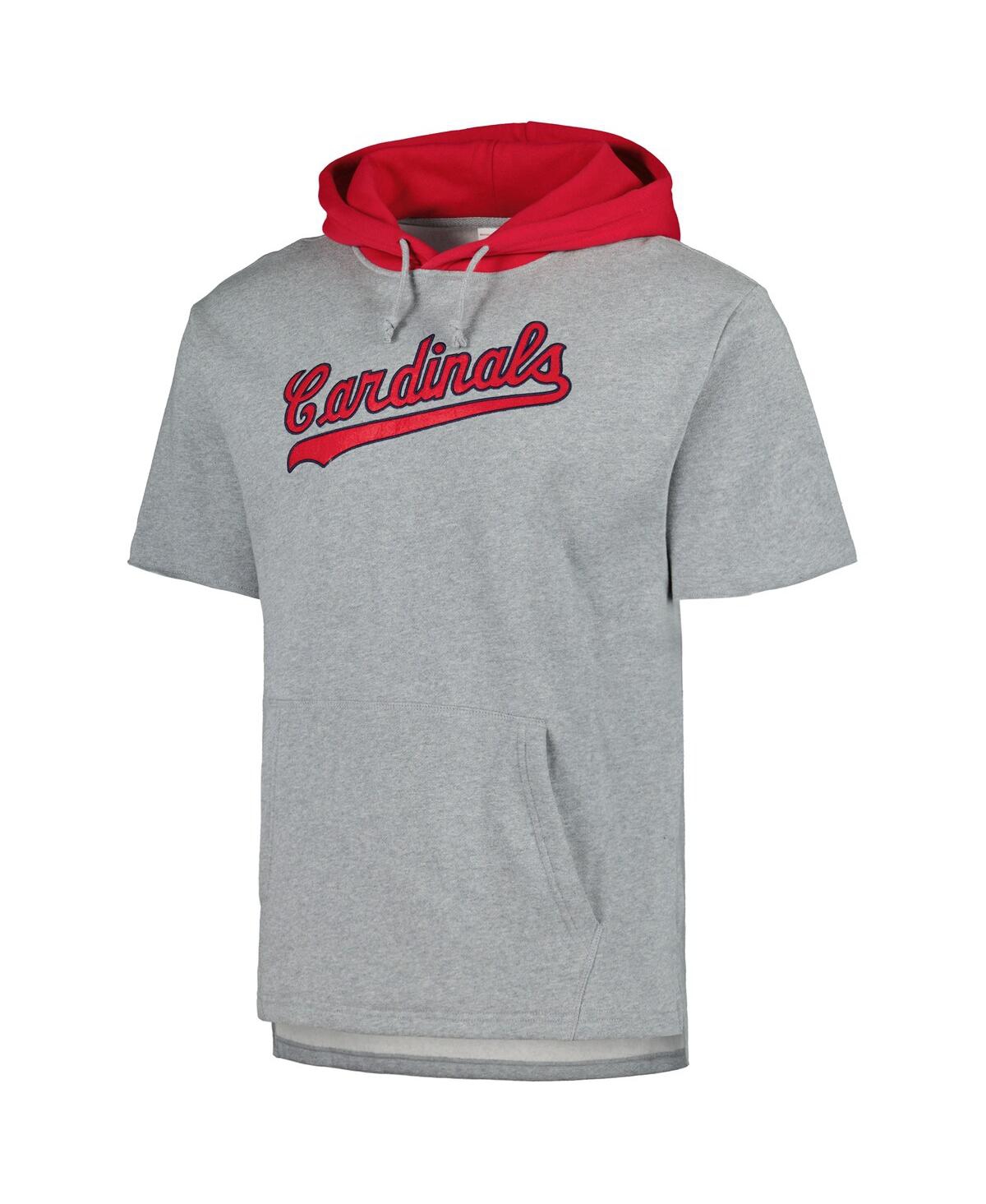 Shop Mitchell & Ness Men's  Heather Gray St. Louis Cardinals Postgame Short Sleeve Pullover Hoodie